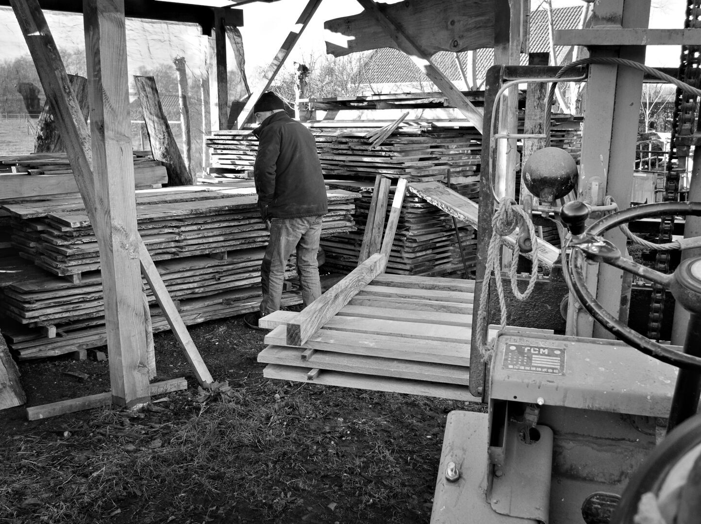 Planken halen Houtzagerij Henk van der Linden Veelerveen Westerwolde