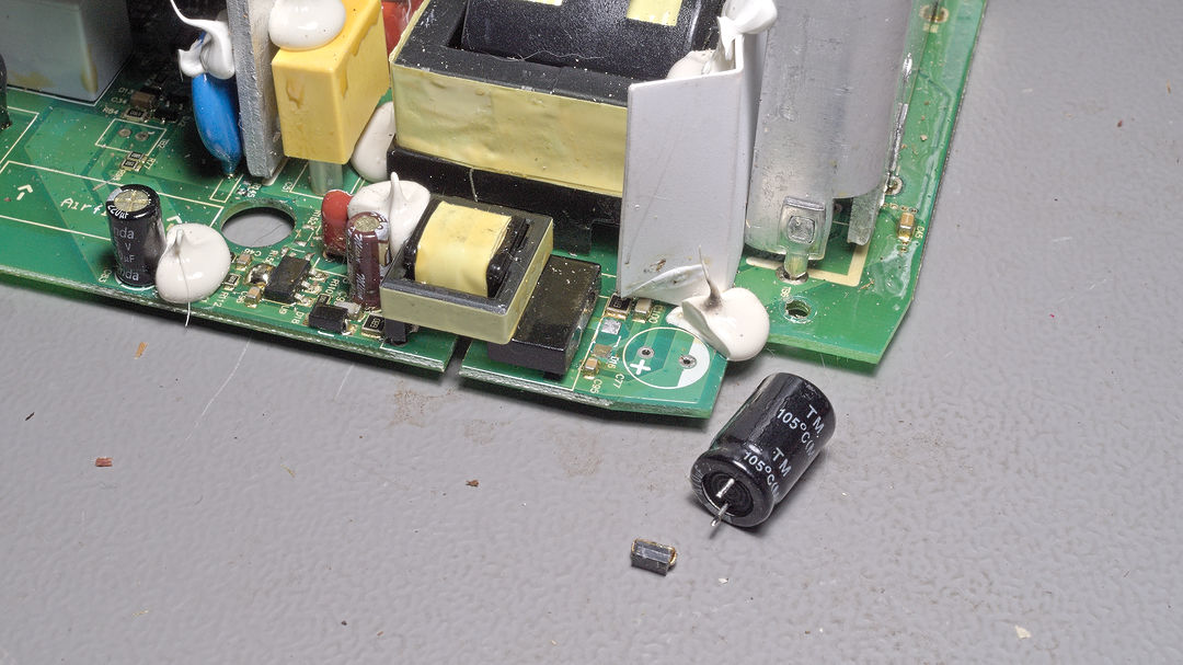 The suspected components removed from the PCB